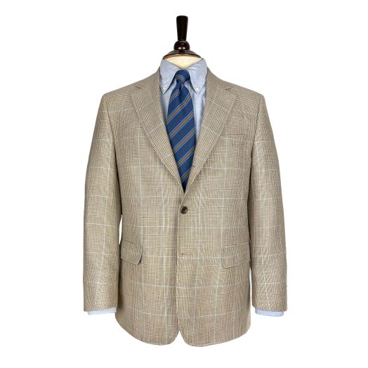 O'Connell's Linen & Wool Sport Coat - Tan Plaid with Sky Blue Window