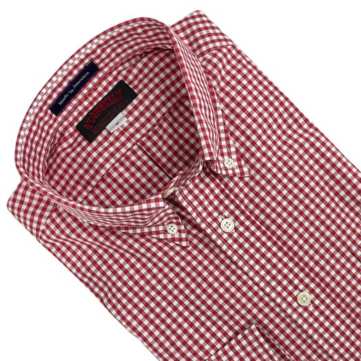 O'Connell's Long Sleeve Buttondown Cotton Sportshirt - Gingham - Red