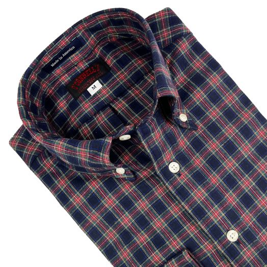 O'Connell's Long Sleeve Cotton Flannel Shirt - Navy Stewart