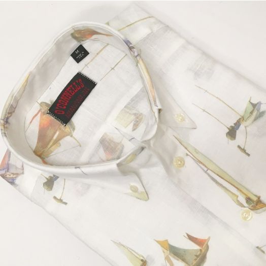 O'Connell's Long Sleeve Linen Sport Shirt - Take Sail