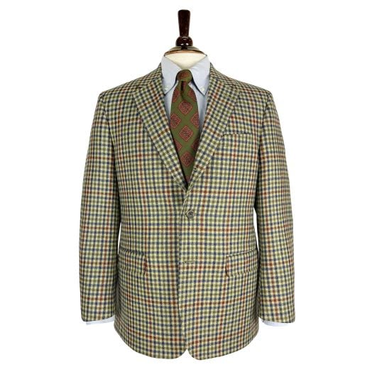 O'Connell's Lovat Mill Worsted Lambswool Sport Coat - District Check Navy, Olive & Rust