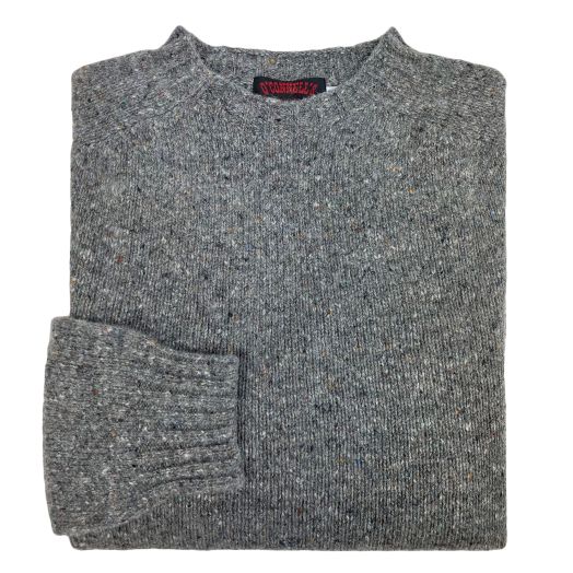 O'Connell's Mediumweight Merino Wool Donegal Crewneck Sweater - Cambridge Grey