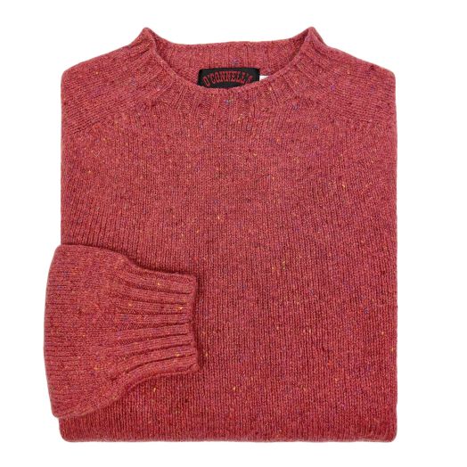O'Connell's Mediumweight Merino Wool Donegal Crewneck Sweater - Strawberry