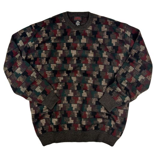O'Connell's Merino Fancy Crewneck - Puzzle - Brown Multi
