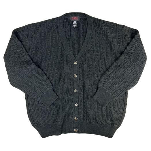 O'Connell's Merino Wool Cable Cardigan Sweater - Brown Olive