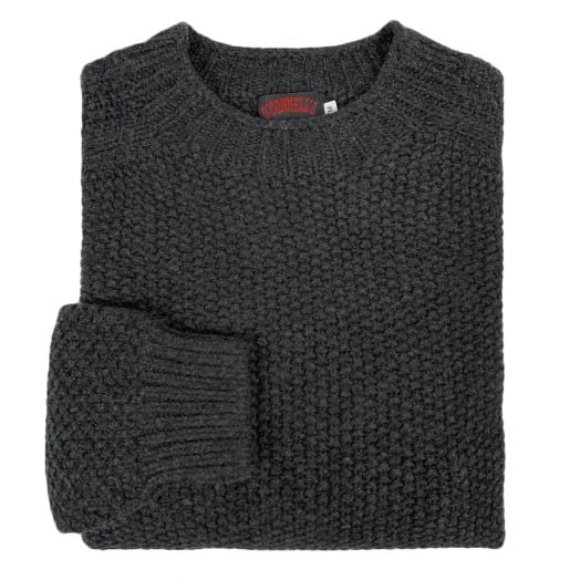 O'Connell's Moss-Stitch Geelong Sweater - Charcoal