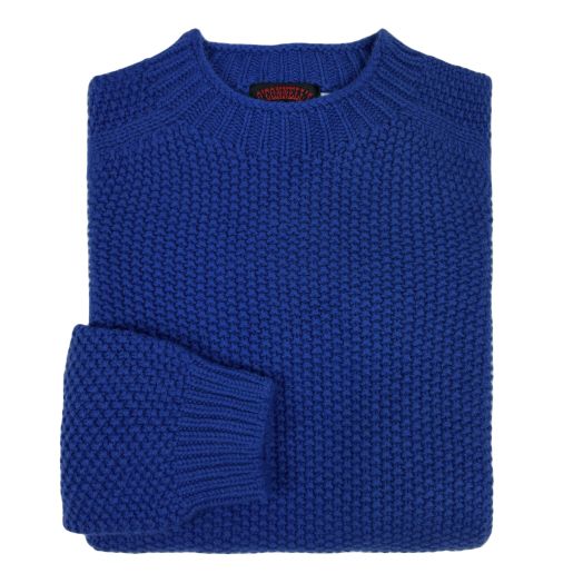 O'Connell's Moss-Stitch Geelong Sweater - Cobalt