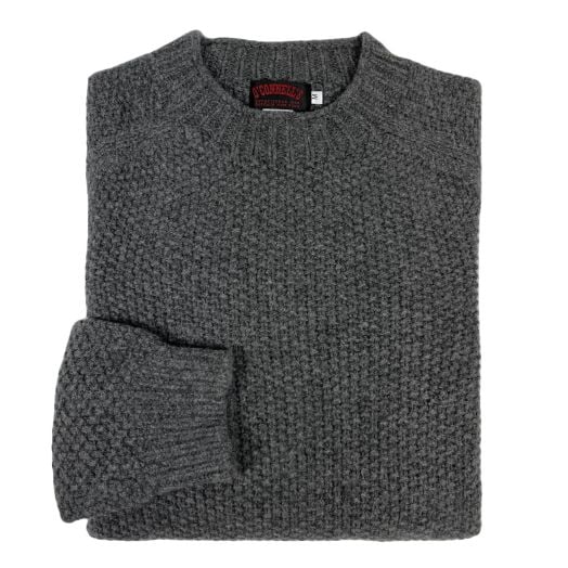 O'Connell's Moss-Stitch Geelong Sweater - Derby Grey