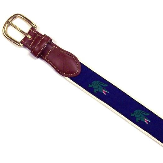 O'Connell's Motif Belt - Alligators - Royal on White