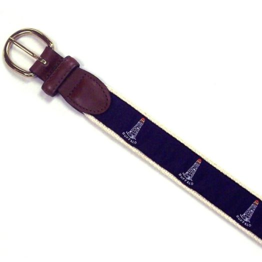 O'Connell's Motif Belt - Buffalo Lighthouse - navy on white