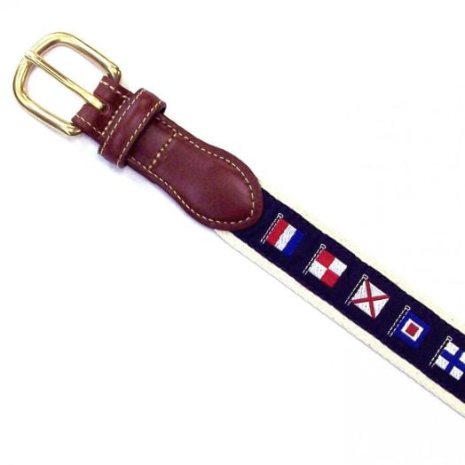 O'Connell's Motif Belt - Code Flags - Navy on Cream