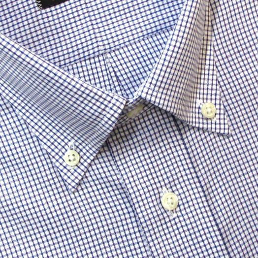 O'Connell's Oxford Cloth Button Down Dress Shirt - Navy & Purple Tattersall