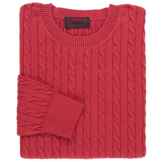 O'Connell's Pima Cotton Cable Crewneck Sweater - Barn