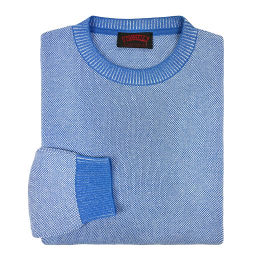 O'Connell's Pima Cotton Crewneck Sweater - Birdseye - Nautic Blue