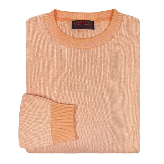 O'Connell's Pima Cotton Crewneck Sweater - Birdseye - Soft Coral