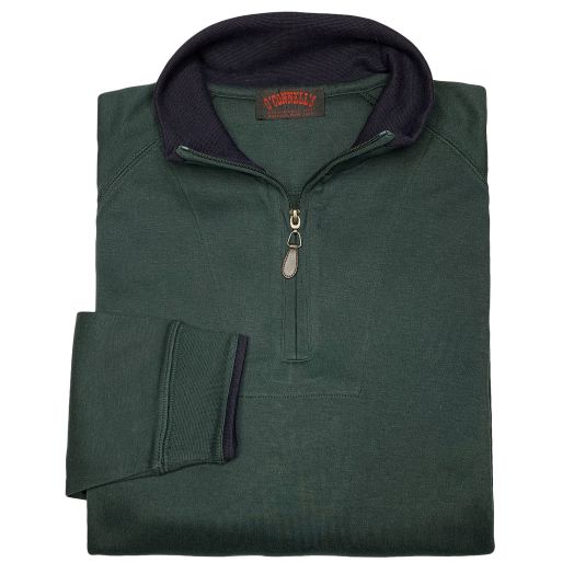 O'Connell's Pima Cotton Half Zip - Forest Green with Navy