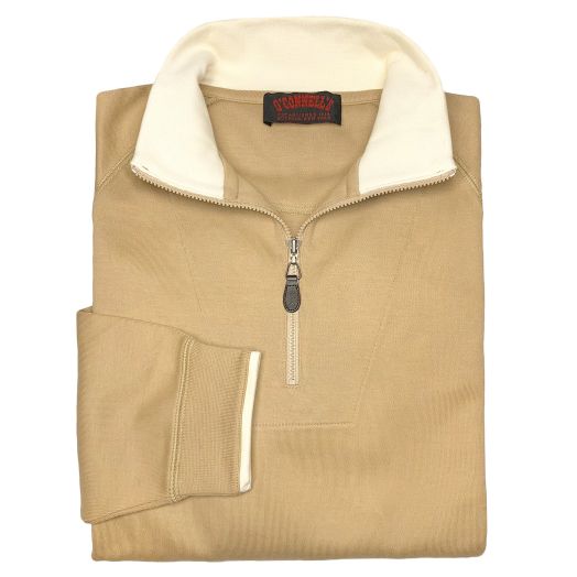 O'Connell's Pima Cotton Half Zip - Tan with Natural