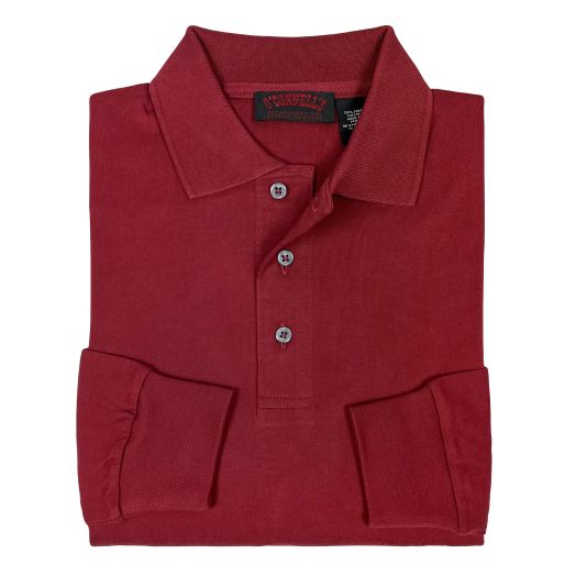 O'Connell's Pima Cotton Polo Long Sleeve Shirt - Crimson