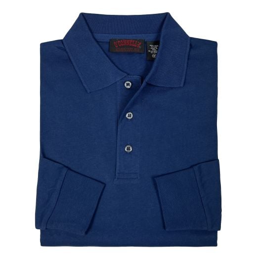 O'Connell's Pima Cotton Polo Long Sleeve Shirt - Denim