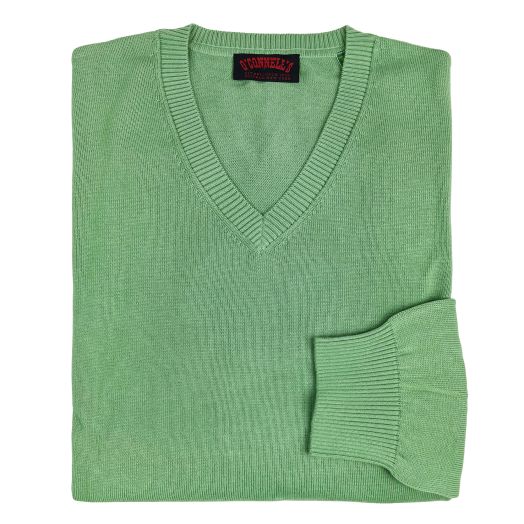 O'Connell's Pima Cotton V-Neck Sweater - Grass