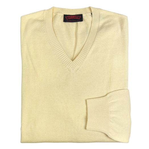O'Connell's Pima Cotton V-Neck Sweater - Light Yellow
