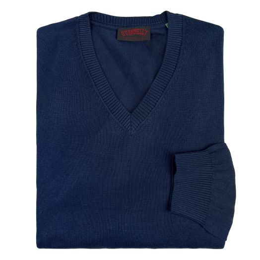 O'Connell's Pima Cotton V-Neck Sweater - Midnight Navy