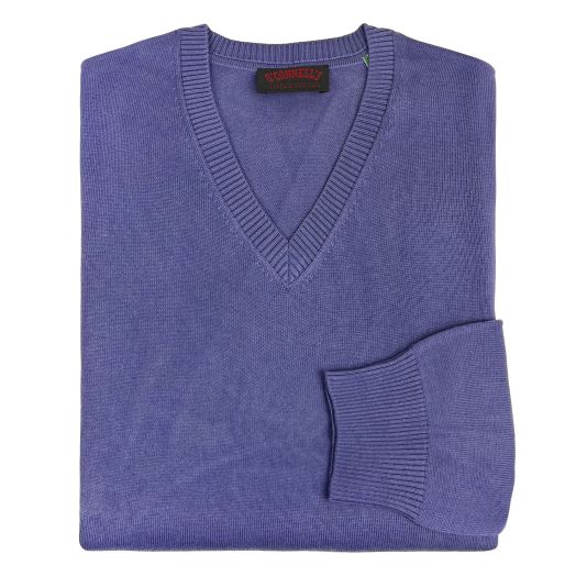 O'Connell's Pima Cotton V-Neck Sweater - Periwinkle