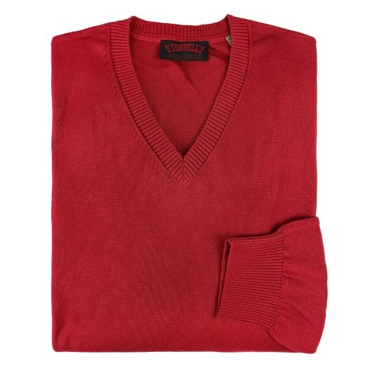 O'Connell's Pima Cotton V-Neck Sweater - Red