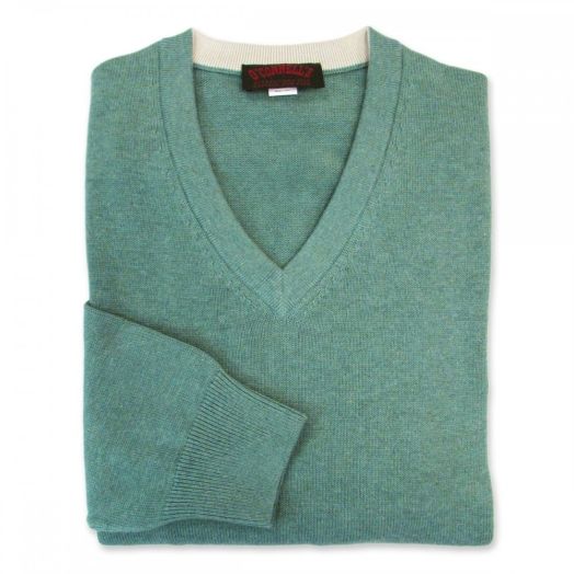 O'Connell's Pima Cotton V-Neck Sweater - Sea Green (3551)