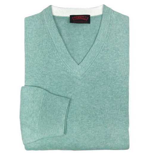 O'Connell's Pima Cotton V-Neck Sweater - Shamrock