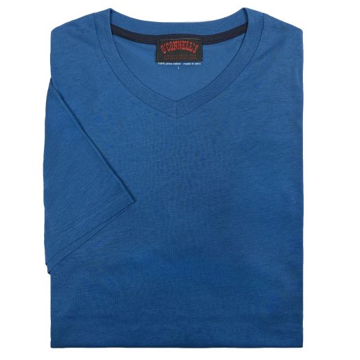 O'Connell's Pima Cotton V-Neck Tee - Officer Blue