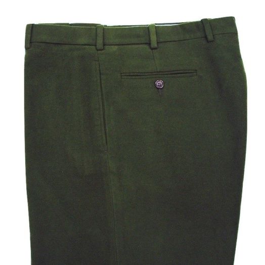 O'Connell's plain front cotton Moleskin Trouser - Olive