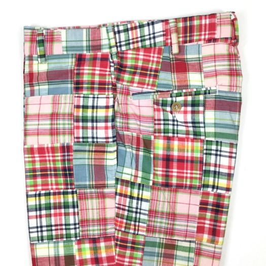 O'Connell's plain front Cotton Patch Madras Trouser - Pink & Green (1284)
