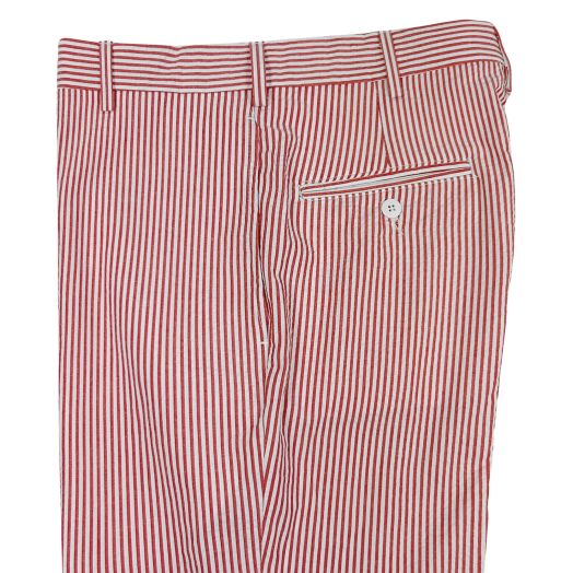 O'Connell's plain front Cotton Seersucker Trouser - Red
