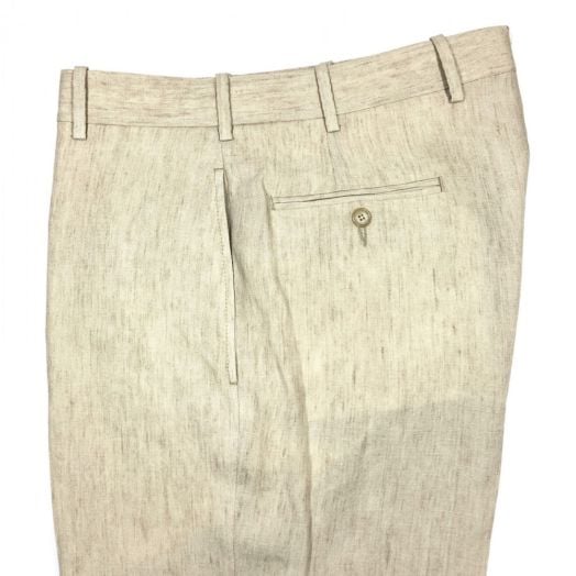 O'Connell's plain front Delave Linen Trousers - Dark Natural