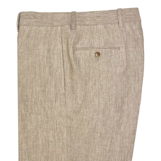 O'Connell's Plain Front Delave Linen Trousers - Tan