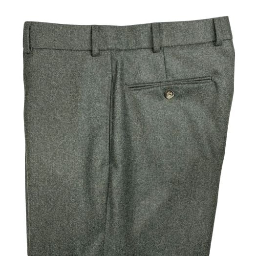 O'Connell's Plain Front Lambswool Flannel Trousers - Charcoal Olive