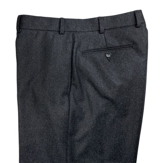O'Connell's Plain Front Lambswool Flannel Trousers - Dark Charcoal