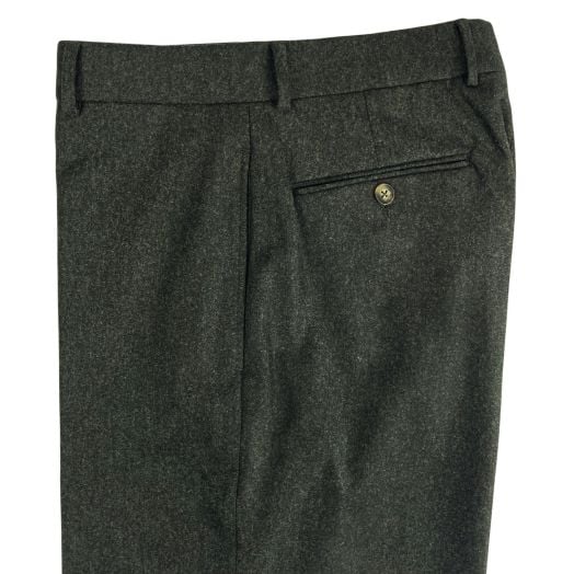 O'Connell's Plain Front Lambswool Flannel Trousers - Dark Olive