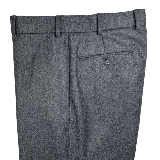 O'Connell's Plain Front Lambswool Flannel Trousers - Medium Grey