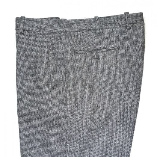 O'Connell's plain front Lambswool Herringbone Tweed Trousers - Grey