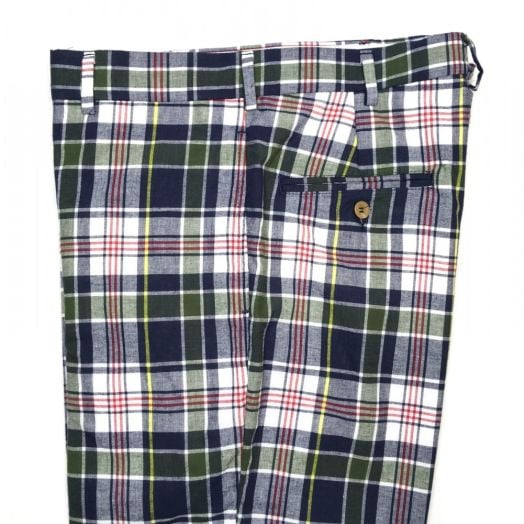 O'Connell's Plain Front Madras Trousers - Navy & Olive (PSA123)