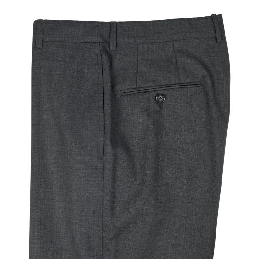 O'Connell's Plain Front Solid Worsted Wool Trousers - Charcoal