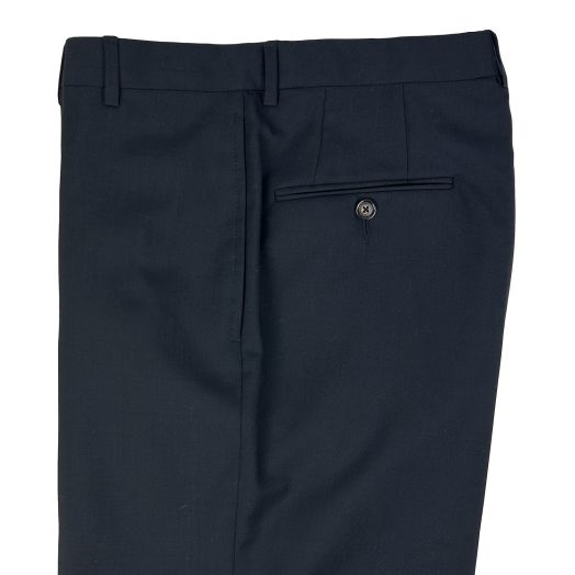O'Connell's Plain Front Solid Worsted Wool Trousers - Navy