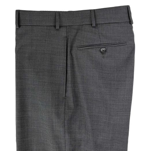 O'Connell's Plain Front Tropical Weight Wool Trousers - Mini Houndstooth - Grey