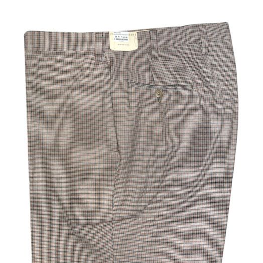 O'Connell's Plain Front Wool Blend Trousers - Navy Red Tan Houndstooth (26822)