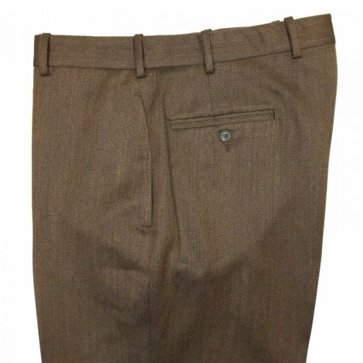 O'Connell's plain front Wool Cavalry Twill Trousers - Brown