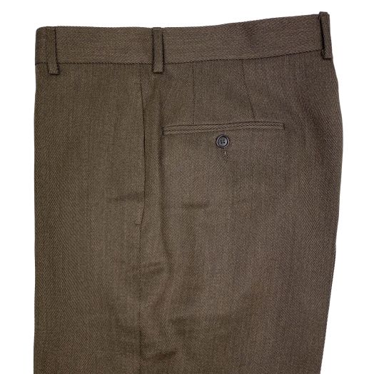 O'Connell's Plain Front Wool Cavalry Twill Trousers - Brown