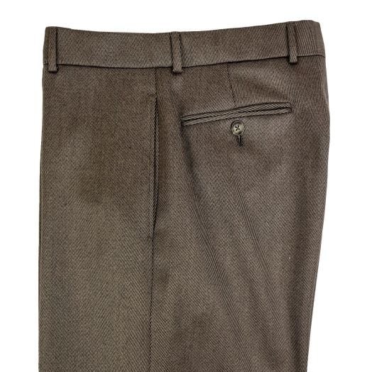 O'Connell's Plain Front Wool Cavalry Twill Trousers - Brown Tan Mix