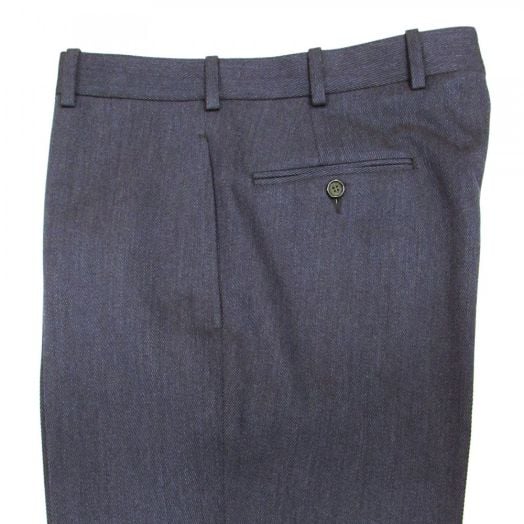 O'Connell's plain front Wool Cavalry Twill Trousers - Charcoal Blue